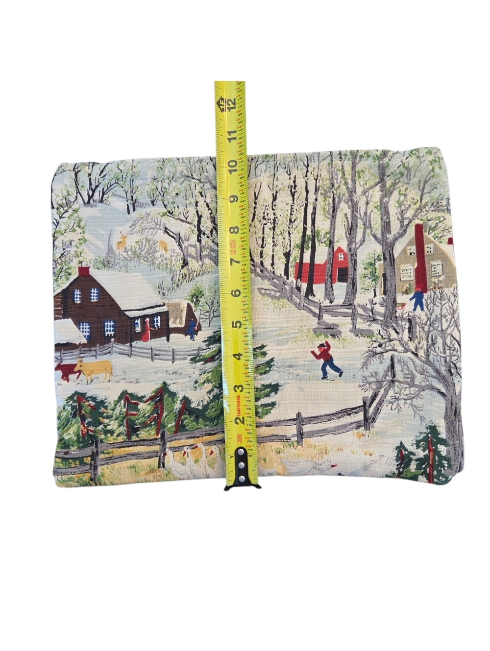Handmade Accent Pillow Cover of Grandma Moses Early Springtime on the Farm - Picture 8 of 16